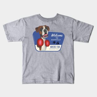 Funny Boxer wearing boxing gloves in Boxerville,USA Kids T-Shirt